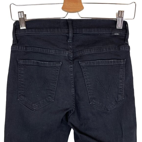 Mother The Insider High-Rise Crop Step Fray Guilty Racer Stripe Jeans Black Size - Picture 9 of 12